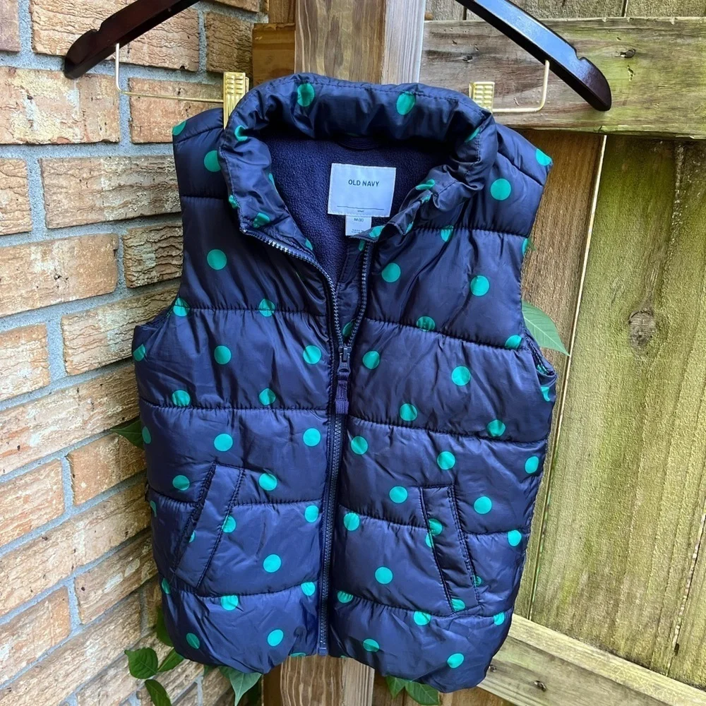 Old Navy Blue and Green Polka Dot Kids Vest